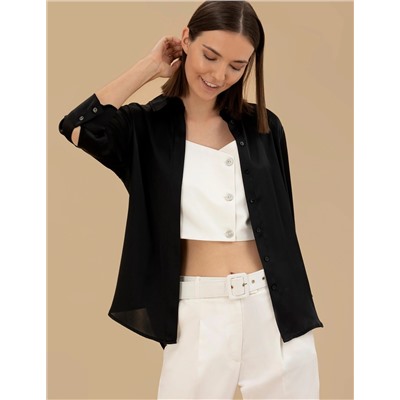 Siyah Comfort Fit Uzun Kollu Gömlek