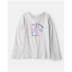 Girls Strawberry Happy Vibes Long-Sleeve Graphic Tee - Pink