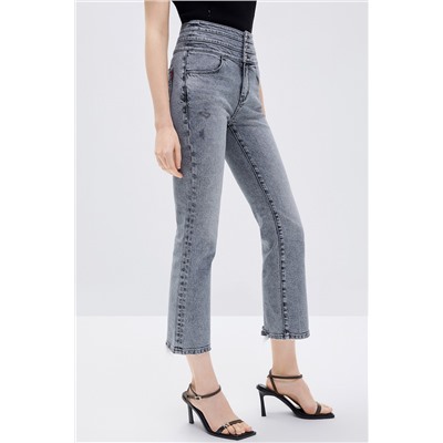 Vaquero bootcut 7/8 de tiro alto Gris claro