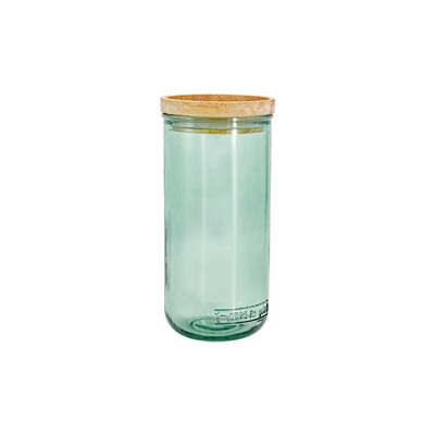 Банка для сыпучих продуктов, 820 мл, стекло/дерево, зеленая, Jars, 63298