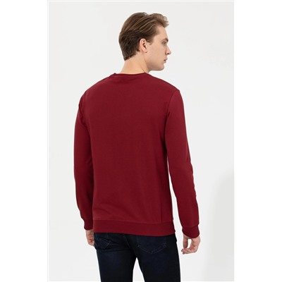Erkek Bordo Basic Sweatshirt