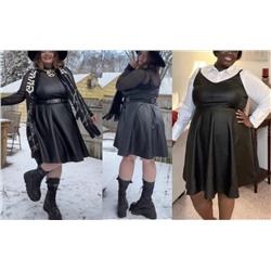 Женский кожаный сарафан Plus size