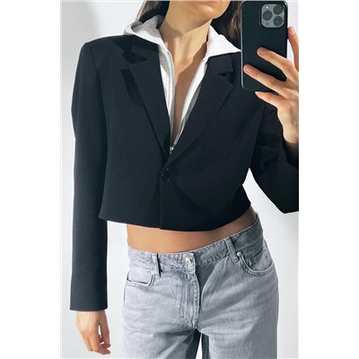 CROPPED BLAZER COMBINED WITH HOOD