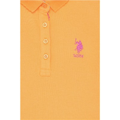 Kız Çocuk Turuncu Basic Polo Yaka Tişört