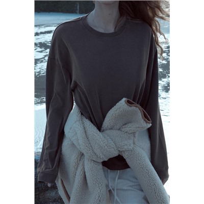 FADED-EFFECT T-SHIRT WITH LONG SLEEVES