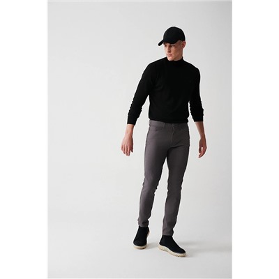 Avva Erkek Antrasit Armürlü Esnek 5 Cepli Slim Fit Dar Kesim Kanvas Pantolon E003007