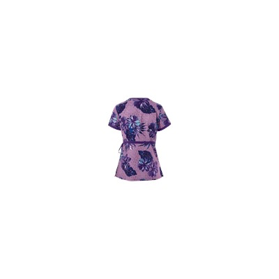 koi Scrubs Vintage Hibiscus Mock Wrap Print Top