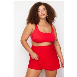 Kırmızı Şort Etekli Mini Büyük Beden Bikini Altı TBBSS23CR00015