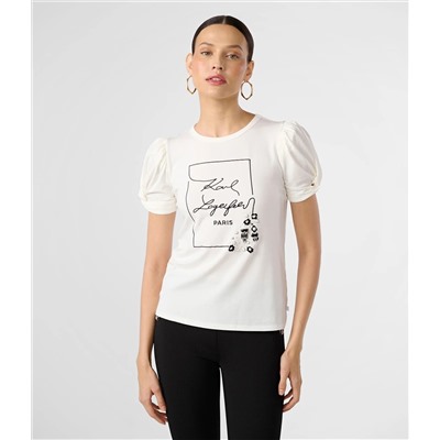 PUFF SLEEVE WHIMSY LOGO TEE