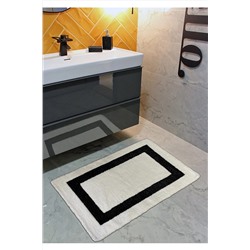 Rugs Modern Halı Siyah Çerçeveli Beyaz Dokuma Banyo Paspası 60x90 bath100