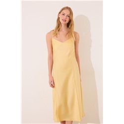 Camisón lencero largo satén amarillo