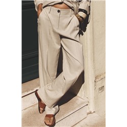 LINEN BLEND STRAIGHT TROUSERS