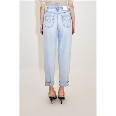 Vaquero mom fit de tiro alto Celeste