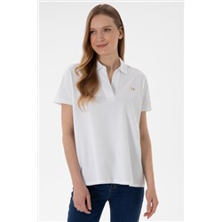 Kadın Beyaz Basic Polo Yaka Tişört