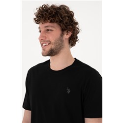 Erkek Regular Fit Bisiklet Yaka Siyah Basic Tişört