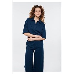 Mavi Lacivert Polo Tişört Crop / Kısa Kesim 1611473-70488
