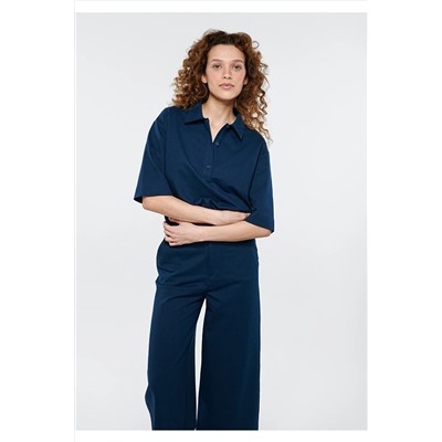 Mavi Lacivert Polo Tişört Crop / Kısa Kesim 1611473-70488