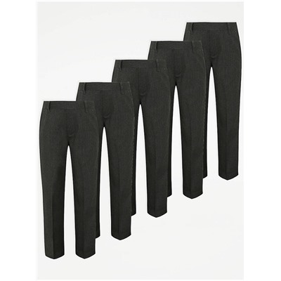 Half Elastic Boys School Trouser 5 Pack