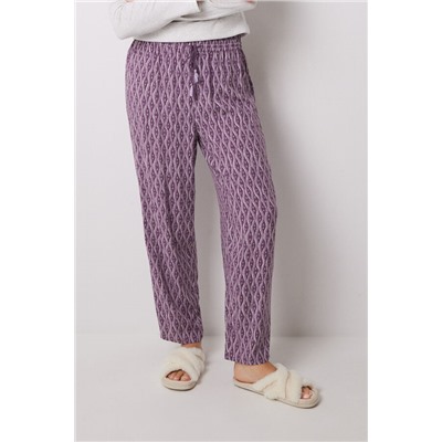 Pantalón largo print geométrico morado