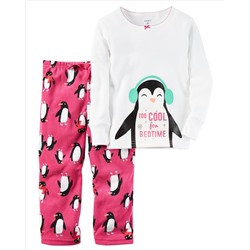 2-Piece Cotton & Fleece PJs