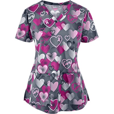 Grey's Anatomy Scrubs Ribbons Of Hope Print Top