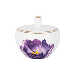 Сахарница, 9 см, 250 мл, фарфор F, белая, с золотистым кантом, Ирис, Flowers, 59124