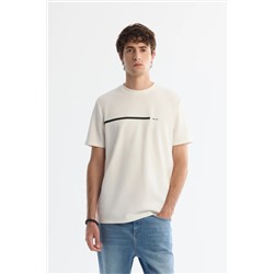 Avva, Erkek Ekru Bisiklet Yaka Elastan Interlok T-shirt A42y1003
