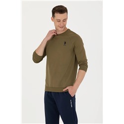 Erkek Haki Basic Sweatshirt