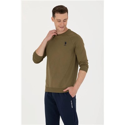 Erkek Haki Basic Sweatshirt
