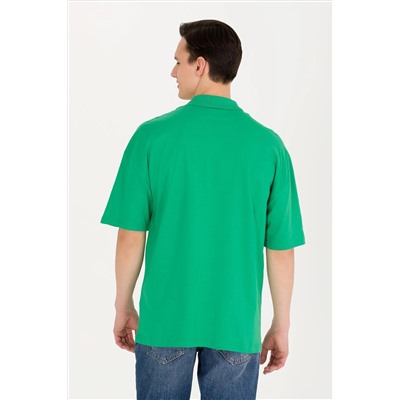 Erkek Yeşil Oversize Polo Yaka Tişört