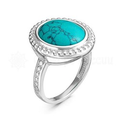 Кольцо из серебра с бирюзой родированное 925 пробы 310070-638р