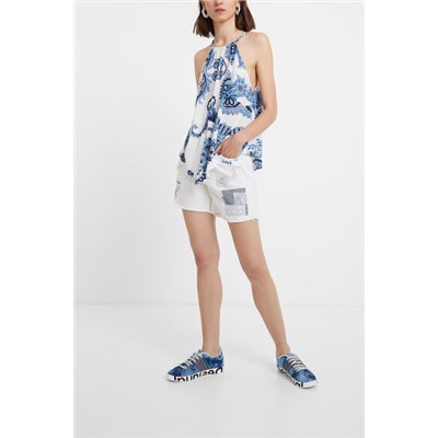 Blusa viscosa escote cuadrado