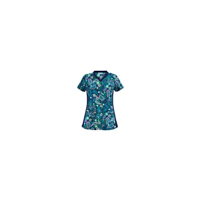 UA Tibetan Tease Navy Print Scrub Top