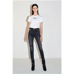 Vaquero skinny push-up de tiro alto Negro