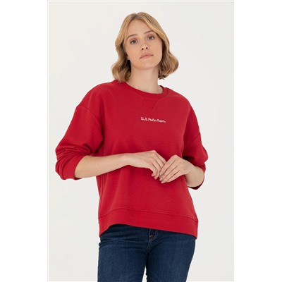Kadın Kırmızı Bisiklet Yaka Sweatshirt