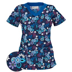 UA Mystic Garden Navy Print Scrub Top