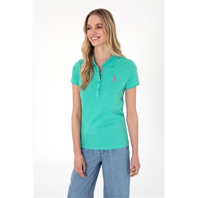 Kadın Mint Basic Polo Yaka Tişört