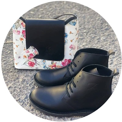 AB. ZAPATOS 2619 · negro+Vera pelle flores АКЦИЯ