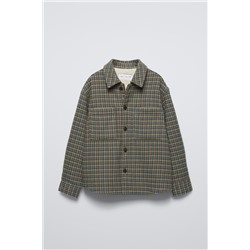 CHECK OVERSHIRT WITH FAUX SHEARLING