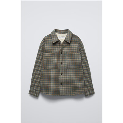 CHECK OVERSHIRT WITH FAUX SHEARLING