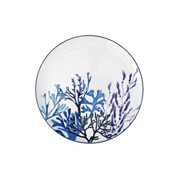 Блюдо, 36 см, керамика К, белое, круглое, Синие кораллы, Blue Coral, 63287