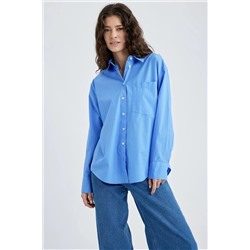 Defacto Oversize Fit Basic Uzun Kollu Poplin %100 Pamuk Gömlek V3984AZ23SP