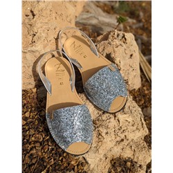 AB. Zapatos 320-5 GLITTER PLATA+AB.Z PELLE Abeja ladrillo (330) plata АКЦИЯ