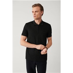 Avva, Erkek Siyah Fermuarlı Jakarlı Polo Yaka T-shirt A41y1118