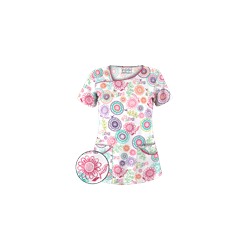 UA Spring Out White Asymmetrical Print Scrub Top