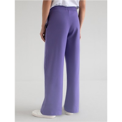 Прямые трикотажные брюки на резинке из футера двухнитки эластичные