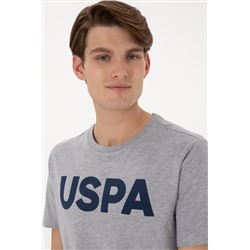 Erkek Regular Fit Bisiklet Yaka Gri Melanj Basic Tişört