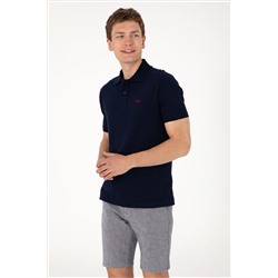 Erkek Regular Fit Polo Yaka Lacivert Basic Tişört