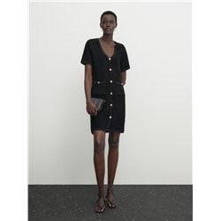 Vestido corto punto mini boucle botones