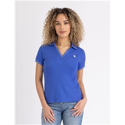 TIPPED SPLIT NECK RIBBED POLO SHIRT